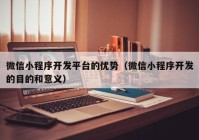 微信小程序開(kāi)發(fā)平臺(tái)的優(yōu)勢(shì)（微信小程序開(kāi)發(fā)的目的和意義）